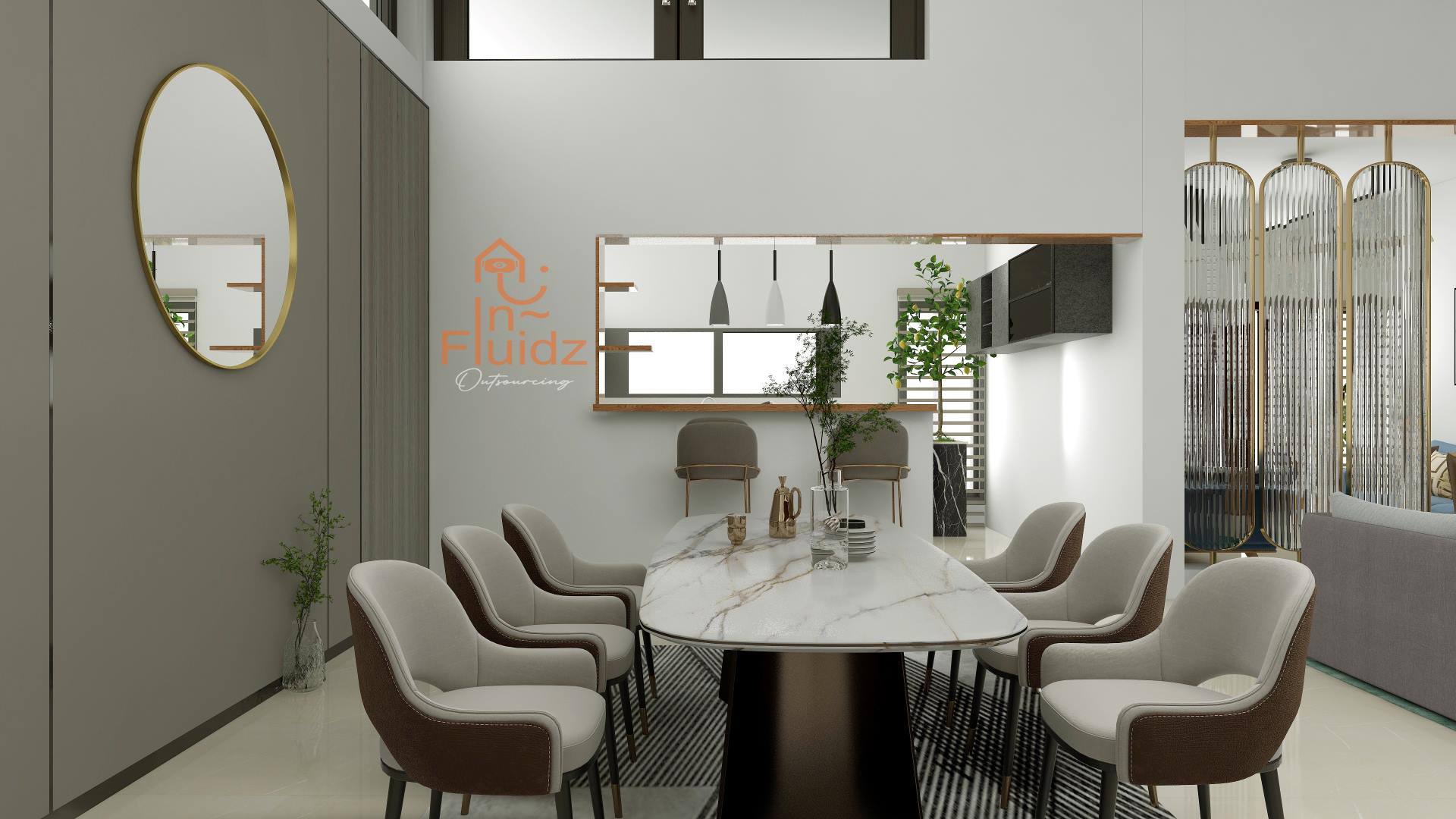 Residence dining and kitchen interior