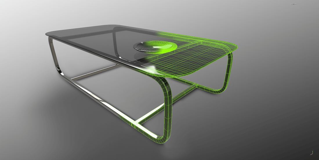 Glass coffee table – detail