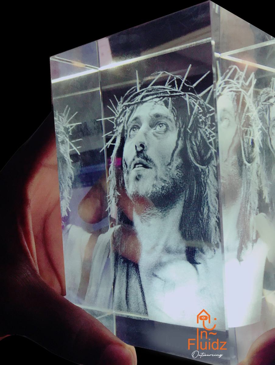 Portrait engraved in crystal